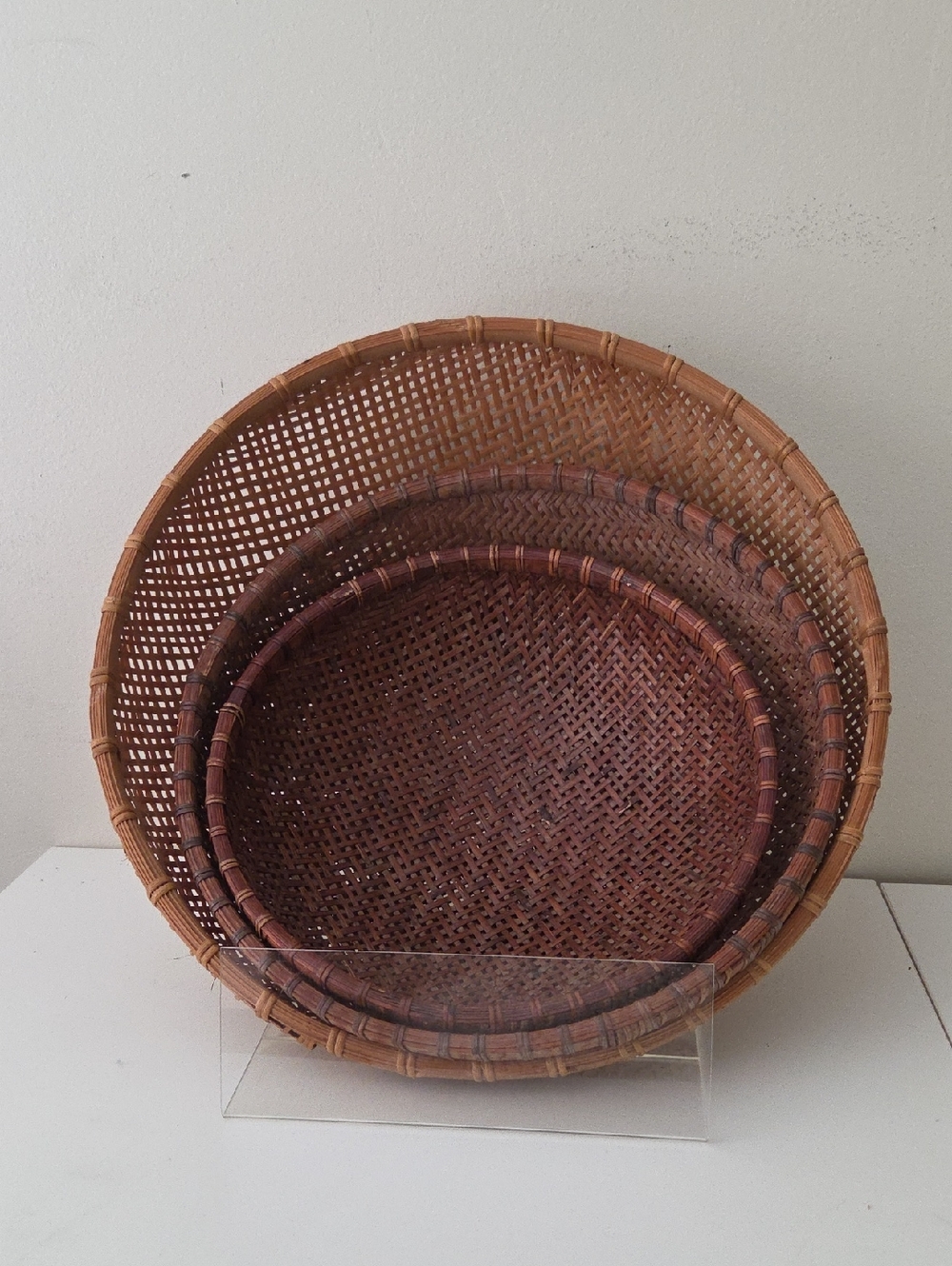 Set of 3 Woven Baskets - Brown